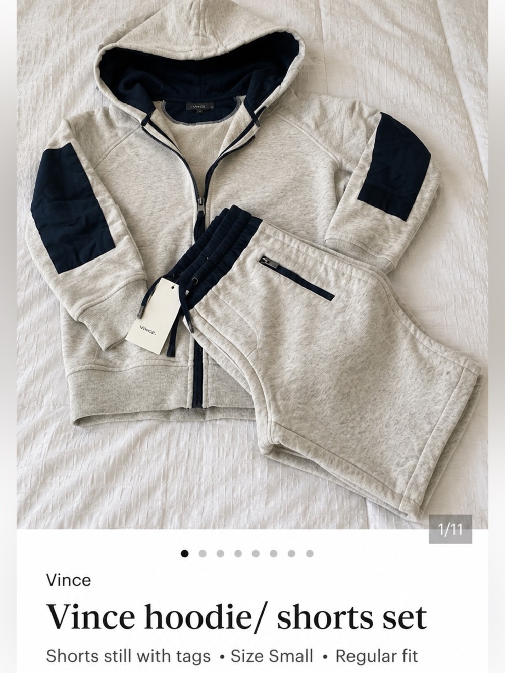 Vince hoodie/ shorts set shorts still w tags sz small reg $150